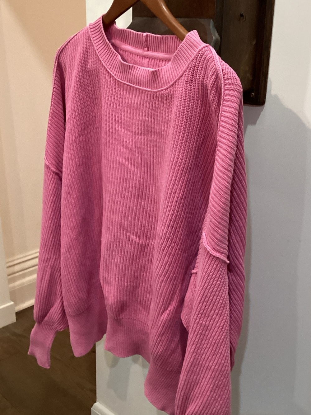 Aerie Pink Ribbed Scoop-Neck Sweater